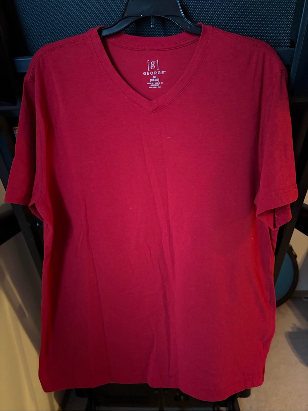 George Men’s Short Sleeve V-Neck Tee in Burgundy Red